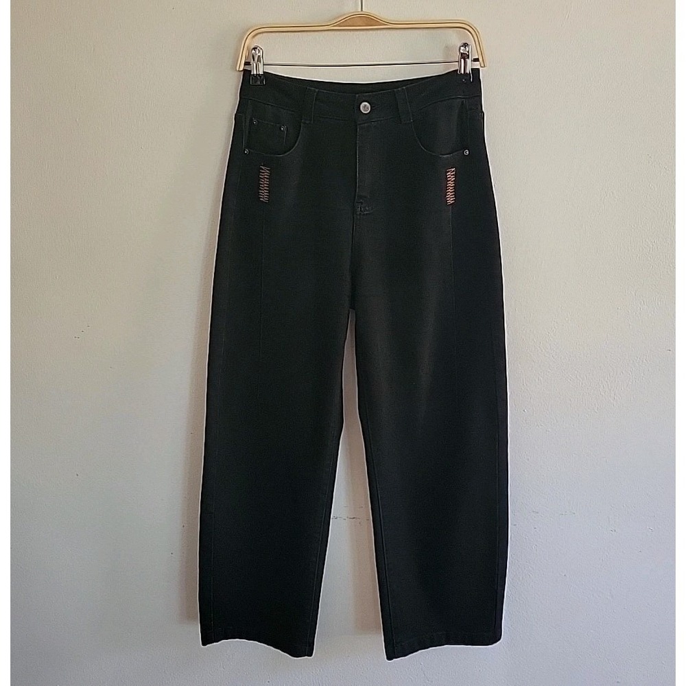 MSY Barrel Leg Jeans 29 Black Denim High Rise Edgy Elevated Modern Streetwear